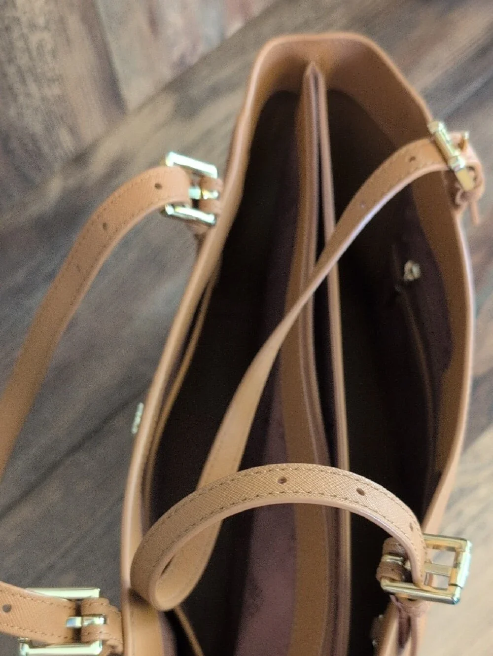Tory Burch Camel Tan York Saffiano Cognac Leather Tote Shoulder Bag    M412